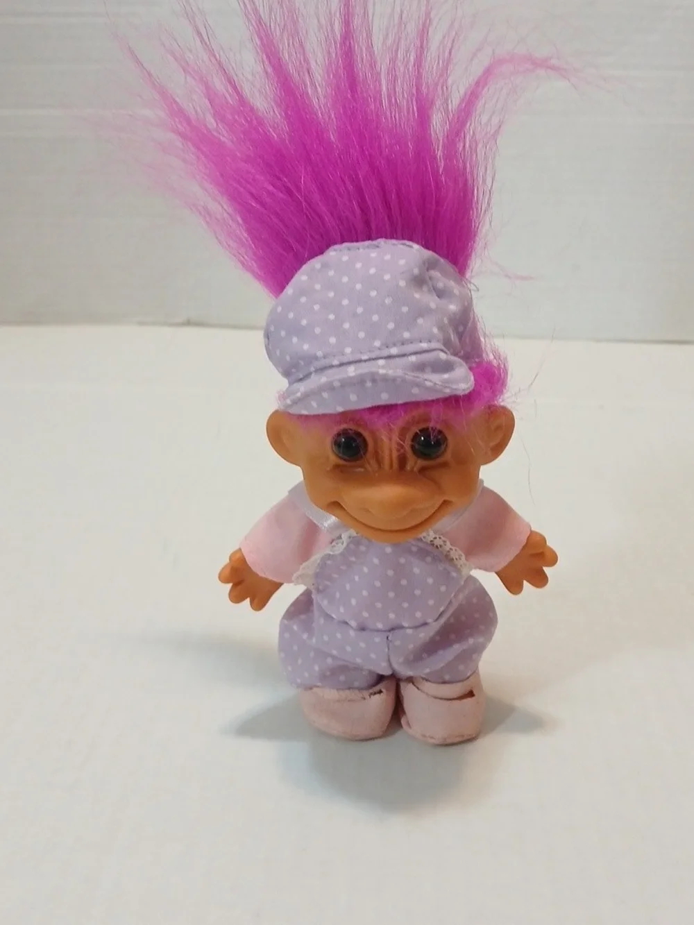 VTG Russ Berrie Pink Hair Purple Outfit Troll Doll 5